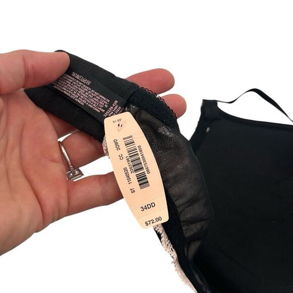 NWT Victoria’s Secret black and blush lace dream angels push-up 34 DD - Picture 7 of 7